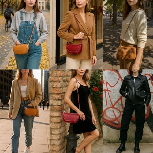 Genuine Leather Mini Crescent Bag for Women, Small Crossbody Hobo Purse for Evening Out & Shopping, Lightweight and Compact view 2