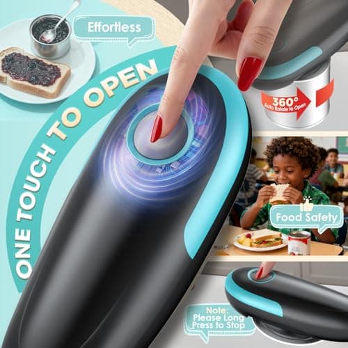 Electric Can Opener - Fits All Can Sizes One Touch Automatic Can Opener, Electric Can Opener for Kitchen Food Safe Smooth Edge, Kitchen Gadgets Battery Operated Can Opener for Seniors, Arthritis&Chef view 2