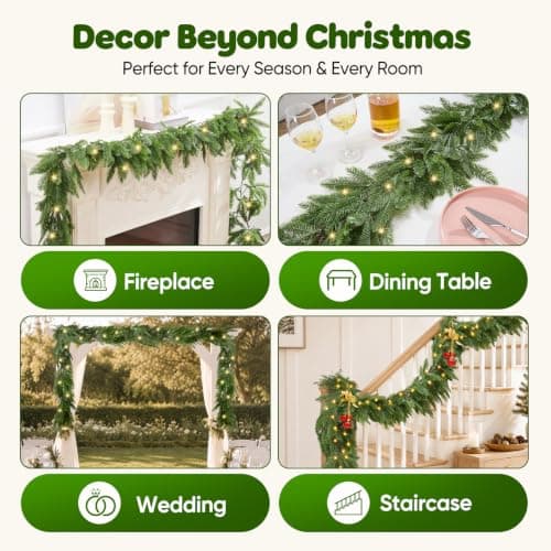 6FT Cedar Garland with Lights view 3