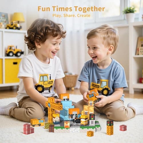 VNLINA Magnetic Blocks Building Toys - 154PCS Magnet Building Blocks Set Construction Cubes STEM Sensory Stacking Kids Toys for Boys Girls view 7