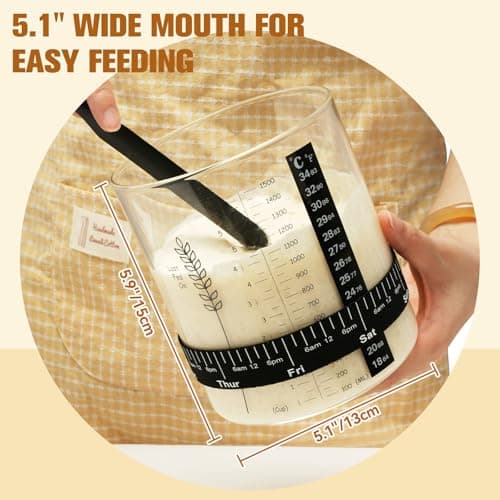 Rakovar 50oz Sourdough Starter Jar Kit, Wide Mouth Sourdough Container, Extra-Large Capacity Sourdough Jar for Sour Dough Bread, Sourdough Starter Kit(1Pack) view 2