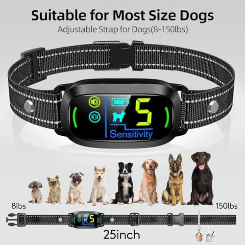 FAFAFROG Dog Bark Collar, Rechargeable Smart Collar, Anti Barking Training Collar with 5 Adjustable Sensitivity Beep Vibration, Bark Collar for Large Medium Small Dogs (Black) view 5