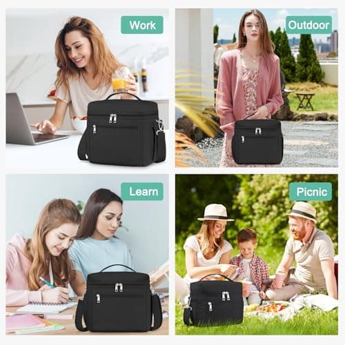 DALINDA Insulated Lunch Bag Lunch Box for Women Men,Leak-Proof Cooler Bag Lunchbox Lightweight for Work Picnic,Study,Beach,Camping,Travel view 6