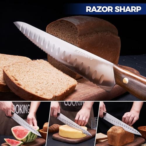 10"/8"Bread Knife set -Multifunction Serrated Knife Razor Sharp Slicer bread knife for homemade bread For Bread, Bagels, Cake, Baking, Efficient cutting Gifts Mother Fathers view 6