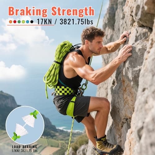 Keepark 10.5mm 1/2 Inch Static Climbing Rope - 32FT to 150FT - 9000lbs Arborist Tree Rope, Heavy Duty Rappelling Rope for Adults & Kids Rock Climbing, Fire Rescue, Escape, Caving, Sailing & Swing view 3