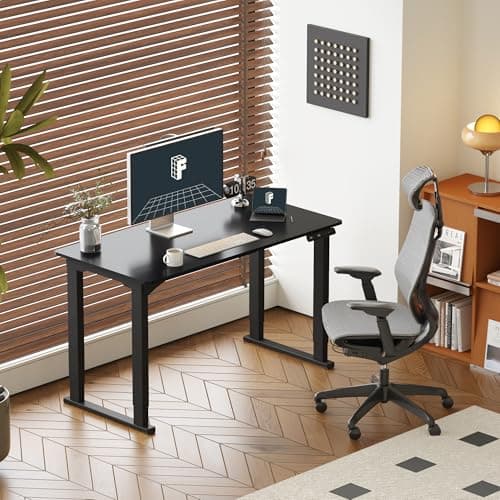 FLEXISPOT 4 Legs Standing Desk 55 x 28 Inch Electric Adjustable Height with Splice Board Home Office Sit Stand Up Desk, Black Top + Black Frame view 4