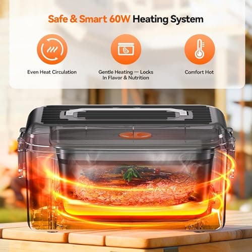 DOLOPL Cordless Electric Lunch Box for Adults, Portable Rechargeable Heated Lunch Box with Scheduled Heating, 6-Cup Leak-Proof Design, Bonus Ice Pack & Insulated Bag for Work, Travel, Office view 3