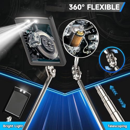 5Pcs Telescoping Magnetic Pick Up Tool Set, Gifts for Men, Dad, Women, Birthday Gifts Box with 1lb &15lb Pick-up Rod, 360° Square & Circle Swivel Adjustable Inspection Mirror and LED Flashlight view 4