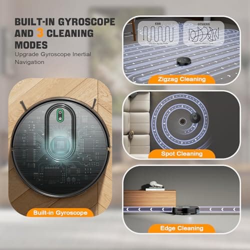 XIEBro Robot Vacuum and Mop Combo, 6500Pa Strong Suction, 2 in 1 Robotic Vacuum with Gyro Inertial Navigation, 200 Min Runtime, App/Wi-Fi/Voice Control, Slim, for Pet Hair, Hard Floor, Carpet view 6