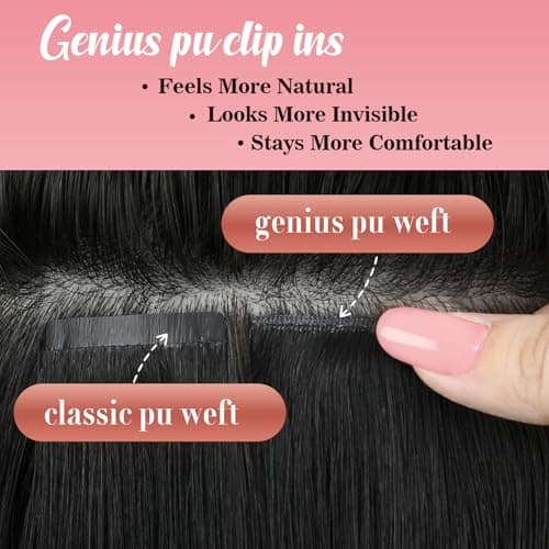 Ve Sunny Brown Hair Extensions Clip ins Human Hair Invisible Seamless Real Hair Extensions Genius Human Hair Clip in Extensions Full Head 20 inch 120g view 3