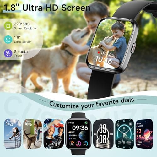 Smart Watch for Men Women, 1.8" Fitness Tracker for Android & iPhone, Answer/Make Calls, Alexa Built-in, Heart Rate/Sleep/SpO2 Monitor Smartwatch, IP68 Waterproof Watches 101+ Sport Modes, 2 Bands view 6