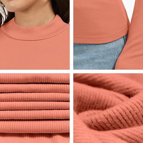 Jeqeocafy Women's Knitted Rib Mock Neck Long Sleeve Tshirt Fall Fashion Basic Thermal Underwear Tops Winter Clothes 2026 view 2