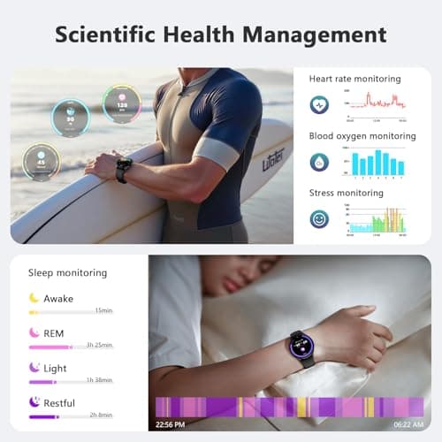 Blackview Smart Watch for Women Men (Make/Answer Calls),1.43''AMOLED Touchscreen Fitness Tracker with 100+ Sports Modes, Heart Rate/SpO2/Sleep Monitor/2 Straps, Smartwatch for iPhone & Android view 4