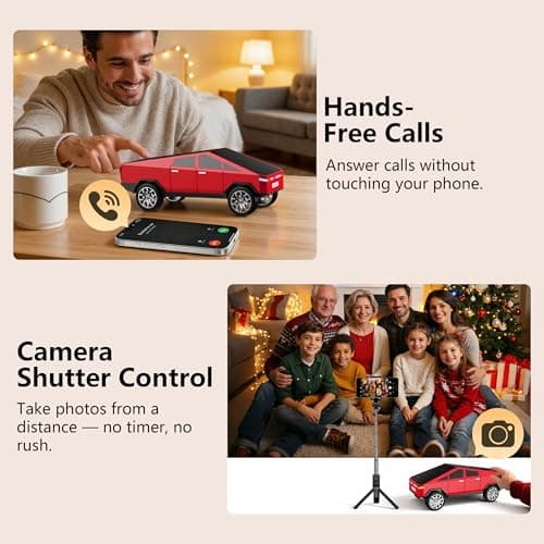 AONOX Cybertruck Bluetooth Speaker for Car, Mini Wireless Speaker with LED Lights, FM Radio, USB/TF Card, TWS Stereo, Desk Gaming Outdoor Use, Gift for Car Lovers view 5