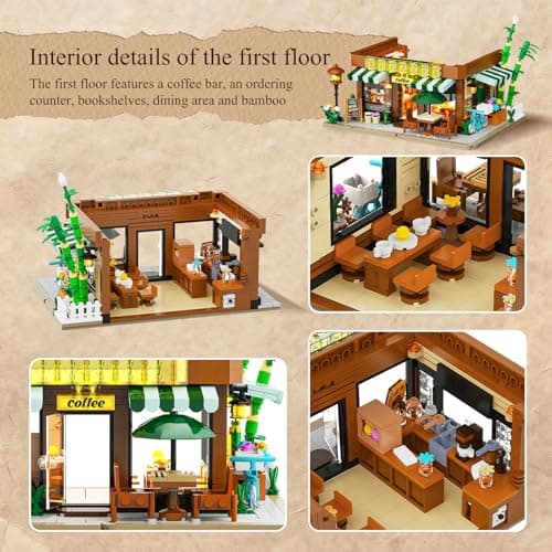 City Coffee House Building Set for Adults, 1764 PCS Café House Shop Building Block Toy with Ordering Counter Construction Model Kit Mother's Day Home Decor Birthday Gift for Girls Women Age14+ view 5