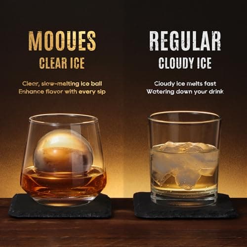 Mooues Clear Ice Ball Maker Mold, Whiskey Ice Cube Tray, 2.4 Inch Large Round Ice Molds for Cocktails Whisky Bourbon Liquor, Best Dad Ever Gifts for New Dad Husband Men who Have Everything view 4