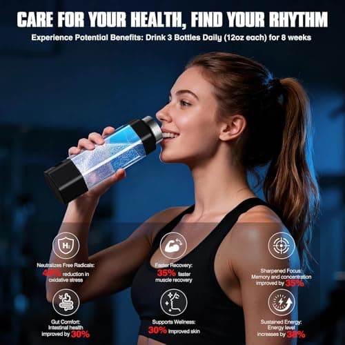 Hydrogen Water Bottle Generator,Up to 10000+ PPB Hydrogen Bottle Water Ionizer with SPE/PEM Technology,12 OZ Food-Grade PC Hydro Water Machine,SGS-Certified Molecular Generator for Sports/Home view 3