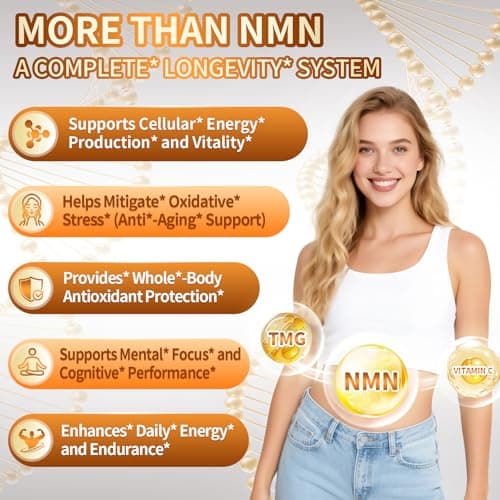 15-in-1 Liposomal NMN Supplement, 2000mg per* Serving*, 120 Day Supply, 99% Pure, NAD+ NMNH Alternative with Nicotinamide Mononucleotide, Resveratrol, TMG, CoQ10, Quercetin & Glutathione, 120 Capsules view 2