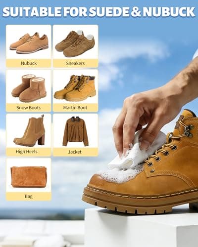 Jevvu Suede Shoe Cleaner, Suede Cleaning Kit with Brush & Towel for Suede, Nubuck, Leather, Boots, Trainer view 4