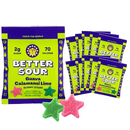 Better Sour Guava Calamansi Lime Gummy Stars Candy, Guava Sour Candy with Bold Tropical Flavor, Healthy Sour Candy Gluten Free Snack, Fiber Gummies with Fiber Support (Pack of 10) — image 1