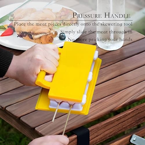 Double-Row Kebab Maker Skewering Tool with Pressure Handle – Safe BBQ Skewers for Grilling, High Efficiency Meat Skewering, Food-Grade Polypropylene Kabab Skewer Spit Kibbeh Mold view 7