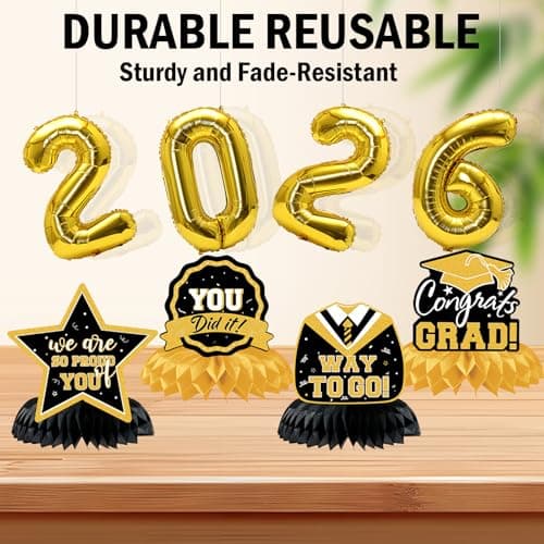Graduation Decorations 2026 Themed Set - All-in-One Party Supplies with Backdrop & Tablecloth, Congrats Grad Banner for High School College Class of 2026 Decor view 5