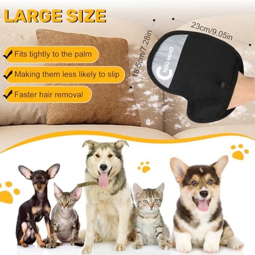 Anoodi 2 Pack Pet Hair Removal Gloves, Reusable Electrostatic Magic Brush Glove for Dogs Cats Grooming, Pet Hair Mitt Remover Tool for Furniture, Clothing, Couch, Carpet, Car Seats view 3