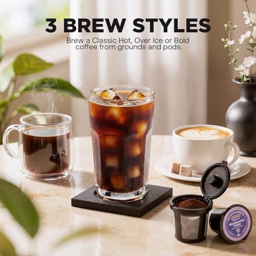 Tastyle Single Serve Coffee Maker for K Cup and Ground Coffee | Brew up to 16 Oz, Fits 7.3'' Travel Mug | Hot, Bold & Over Ice | Compact for Office, RV& Hotel, Classic Black (3.0 Version) view 4