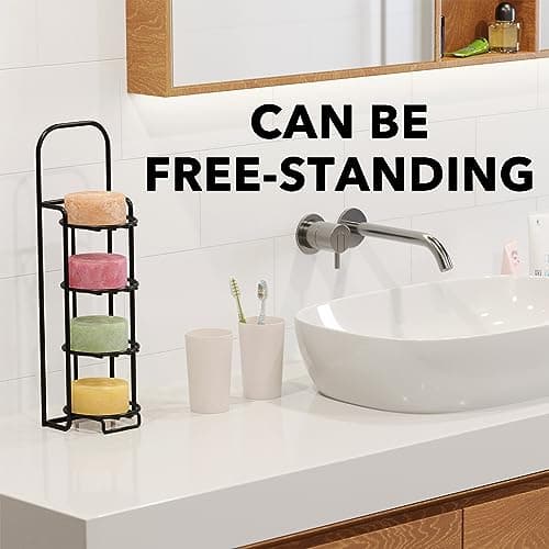 SpaceAid 4 Tier Shampoo Bar Holder for Shower, Self Draining Soap Bar Holders Caddy for Bathroom Wall and Kitchen Sink, Shampoo Bar Dish Rack, Stainless Steel Bar Soap Holder (Black) view 5