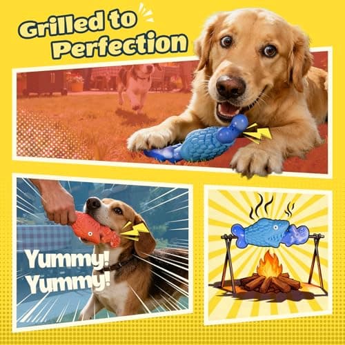 Kseroo Tough Dog Toys for Aggressive Chewers: 2 Pack Indestructible Dog Toys to Keep Them Busy, Tough Chew Toys for Large Dogs, Nylon & Rubber Dog Chew Bones, Squeaky Dog Toy for Large Breed view 4