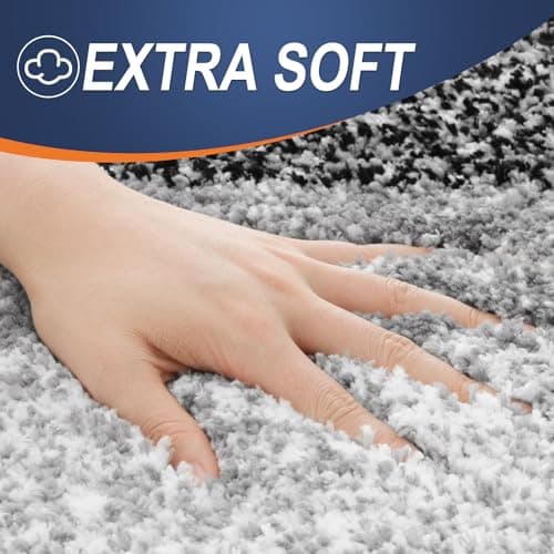 OLANLY Bathroom Rugs Sets 3 Piece, Soft Absorbent Microfiber Bath Mats and U-Shaped Contour Toilet Rug, Plush Shaggy Bath Mat Set for Bathroom (30"x20"+24"x16"+24"x20", Black) view 4