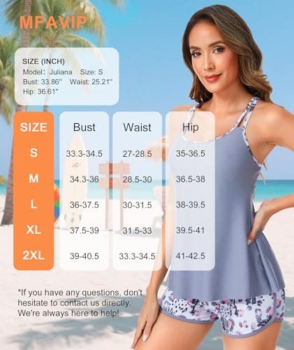 MFAVIP Tankini Swimsuits for Women 2026, Tummy Control Two Piece Bathing Suits, Blouson Tank Tops with Board Shorts view 6