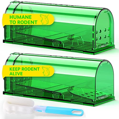 Humane Mouse Trap No Kill, Live Mice Traps Indoor for Home, Reusable Mouse Catcher for House, Catch and Release Rat Capture Cage, Quick Effective and Safe for Pets-2 Pack view 1