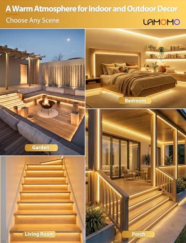 Lamomo COB LED Strip Lights 65.6Ft, Warm White Outdoor Led Rope Light, Waterproof Flexible Silicone Cuttable 3000K Neon Led Lights for Bedroom Garden Commerica Holiday Decor, CRI90+, AC 120V view 5