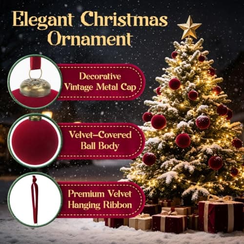 15 Pcs Red Velvet Christmas Ball Ornaments,3.15 Christmas Hanging Ornaments view 3