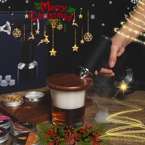 Electric Cocktail Smoker Kit - Rechargeable Whiskey Smoker Kit with Smoking Gun, Old-Fashioned Bourbon Smoker, Cold Smoker, Food Smoke Gun, Smoked Drink infuser, 6 Wood Chips,Butane Not required,Black view 6