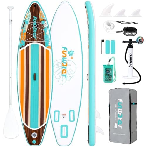 FunWater 10'6×33"×6" Inflatable Stand Up Paddle Board with Premium SUP Paddleboard Accessories, Wide Stable Anti-Slip EVA Deck,Paddle Boards for Adults & Youth of All Skill Levels