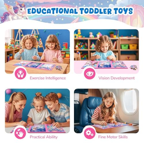 Magnetic Jigsaw Puzzles for Kids 3-8, Unicorn Princess Travel Toy view 4