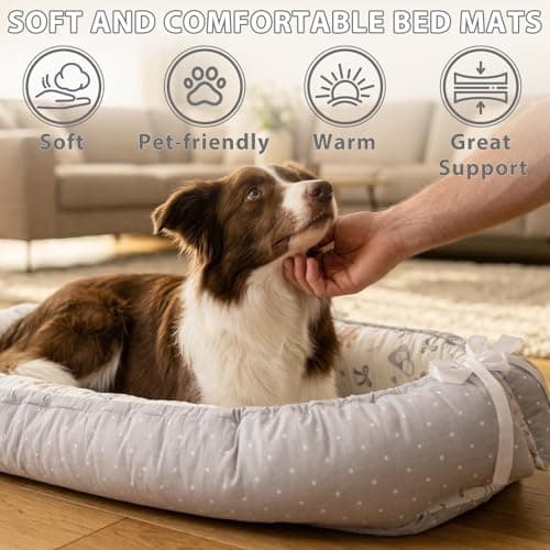 Dog Beds Crate Pad for Medium Dogs, Reversible Ultra Soft Beds, Washable Cover, Comfy Kennel Pad for Dogs Cozy Sleeping Mat, 36inch, Gray view 2