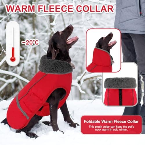 Doglay Warm Fleece Dog Coat,Waterproof Dog Winter Jacket with Leash Hole view 4