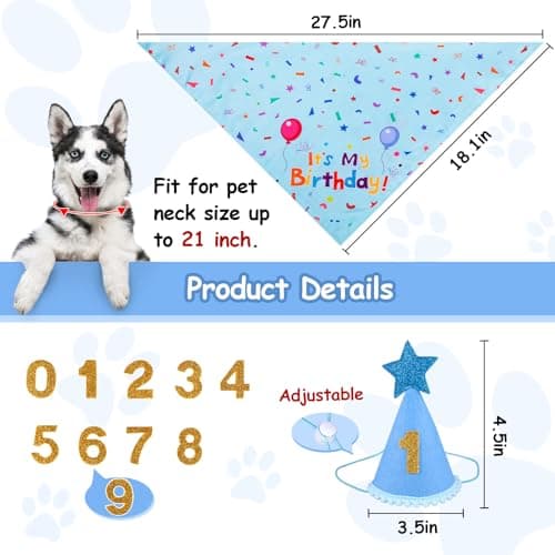 Dog Birthday Party Supplies,Dog Birthday Bandana,Dog Birthday Hat view 2