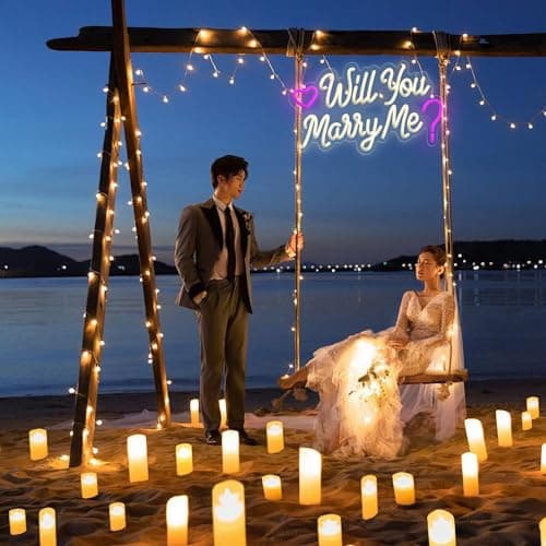 Will You Marry Me Sign,USB Powered Marry Me Light Up Letters with Dimmer and Sticky Hook, Wall Decor Neon LED Signs for Marriage Proposal Valentine's Day Decorations15.75 x 9.45 inch view 6