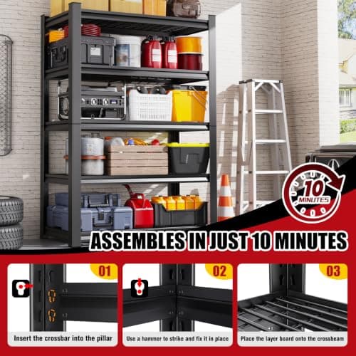 71"Hx35"Wx16"D Wire Garage Shelving-2500LBS 5 Tier Storage Shelves,Adjustable Heavy Duty Metal Shelving Unit and Storage Large Rack,Utility Steel Shelf For Shop Warehouse Industrial Pantry Basement view 5