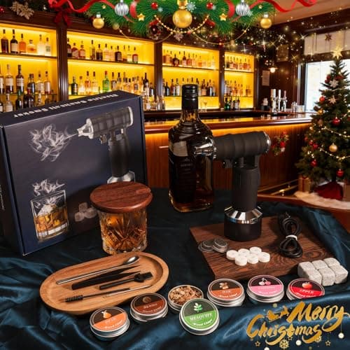 Electric Cocktail Smoker Kit - Rechargeable Whiskey Smoker Kit with Smoking Gun, Old-Fashioned Bourbon Smoker, Cold Smoker, Food Smoke Gun, Smoked Drink infuser, 6 Wood Chips,Butane Not required,Black view 2