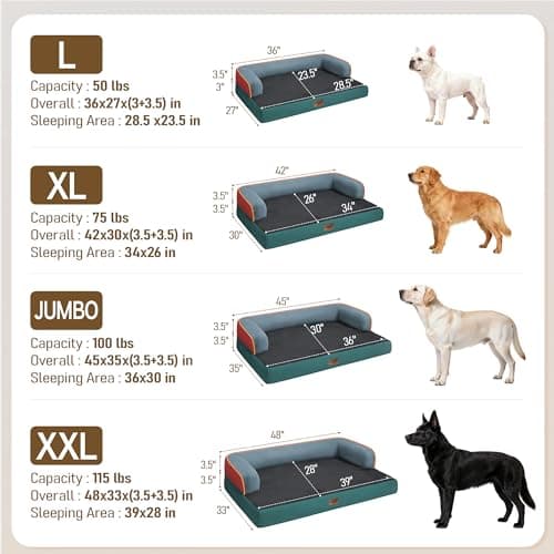 Comfort Expression Memory Foam Dog Bed Large Sized Dogs - XL Waterproof Orthopedic Pet Bed for Big Dog with Washable Removable Cover Non-Slip Pet Sofa Couch, 42 x 30 view 7