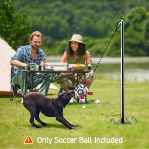 QDAN Dog Toys with Bell Inside, Durable Dog Balls for Tug of War, Outdoor Dog Toys, Squeaky Ball Toy (Blue, 5 inch) view 4