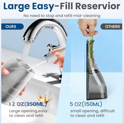 Cordless Water Flosser for Teeth: 4 Pressure Settings, 360° Clean with 4 U-Shaped Flossing Heads, IPX7 Waterproof, 30-Day Battery, Rechargeable Flosser for Braces Sensitive Gums (Black & Gray) view 5