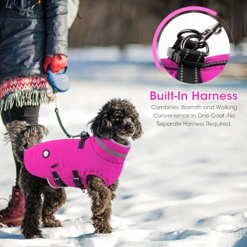 Dogcheer Waterproof Dog Coat with Harness, Adjustable Dog Jacket with Pockets view 2
