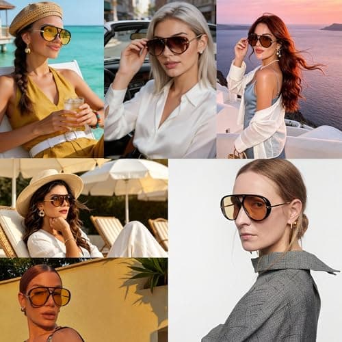 BOBUXLIIN Oversized Retro Large Aviator Sunglasses for Women Tangle Free UV400 Protection Metal Trendy Frame Shades 2026 view 2