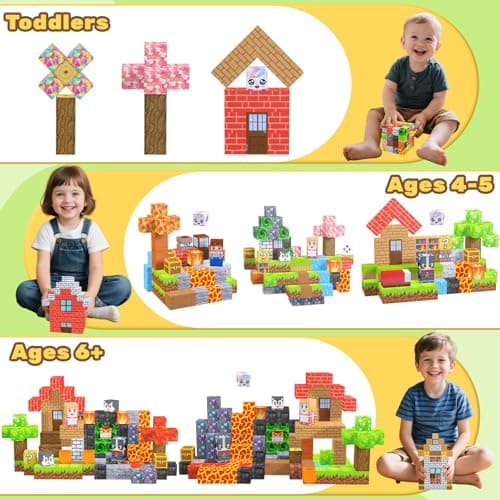 LionFuny Magnetic Blocks, 300Pcs Magnetic Building Blocks Sets, STEM Montessori Stacking Sensory Education Magnet Toys for Kids Toddlers Boys Girls Ages 3 4 5 6 7 8-12 Birthday Gifts, 1" Large Size view 4